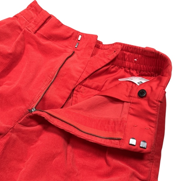 Uniqlo x Marni Orange Corduroy Wide Leg Pleated Pants Womens Medium - Picture 3 of 8